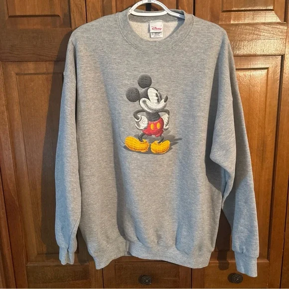 Disney Men's Gray Crewneck Sweater with Mickey Mouse - Picture 1 of 9